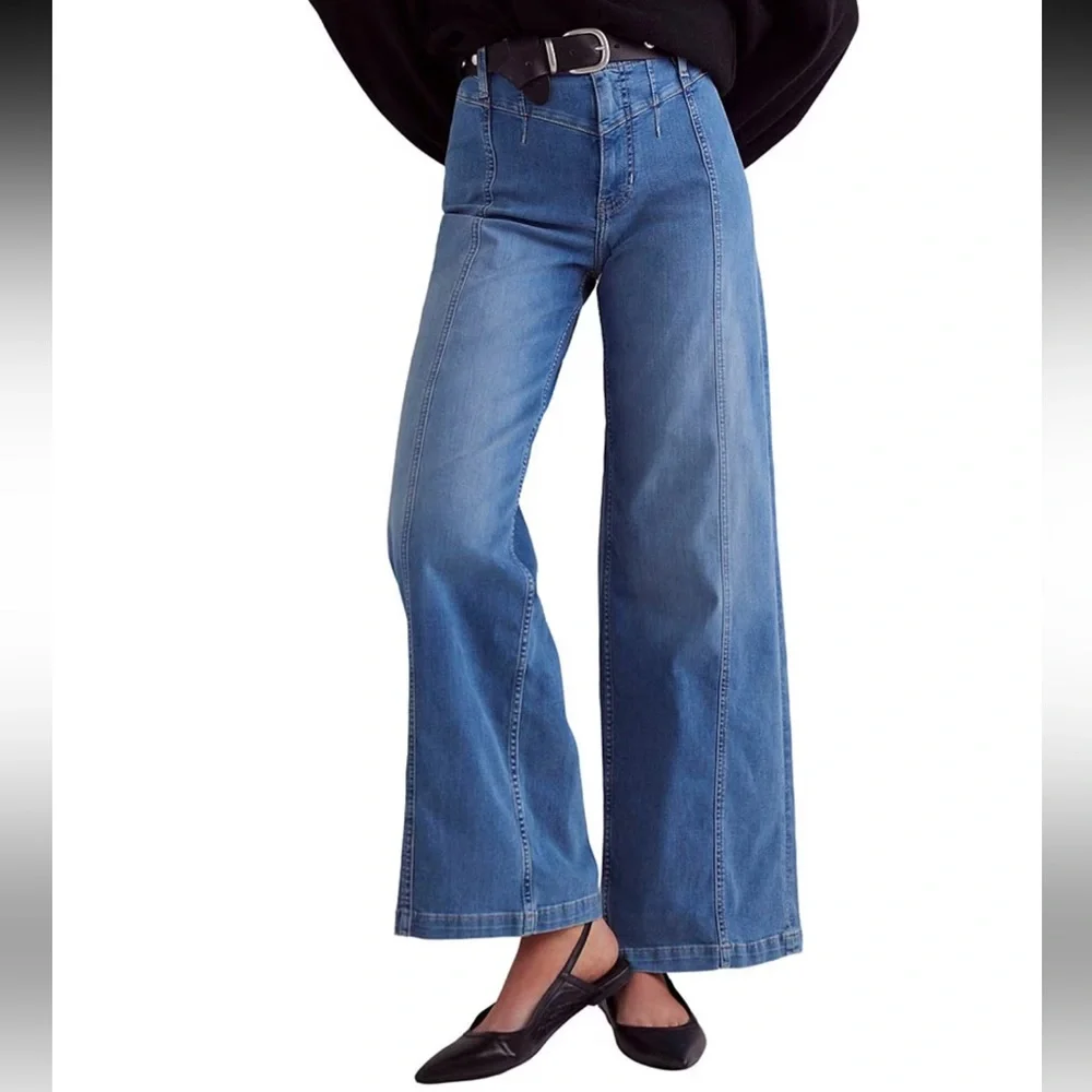 Free People Libre High Rise Wide Leg Stretch Jeans Size 24